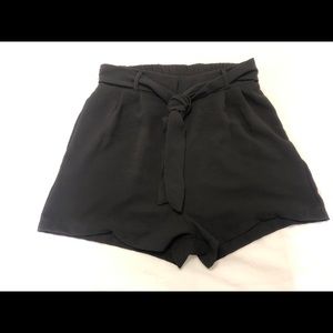 Black Self Tie Shorts